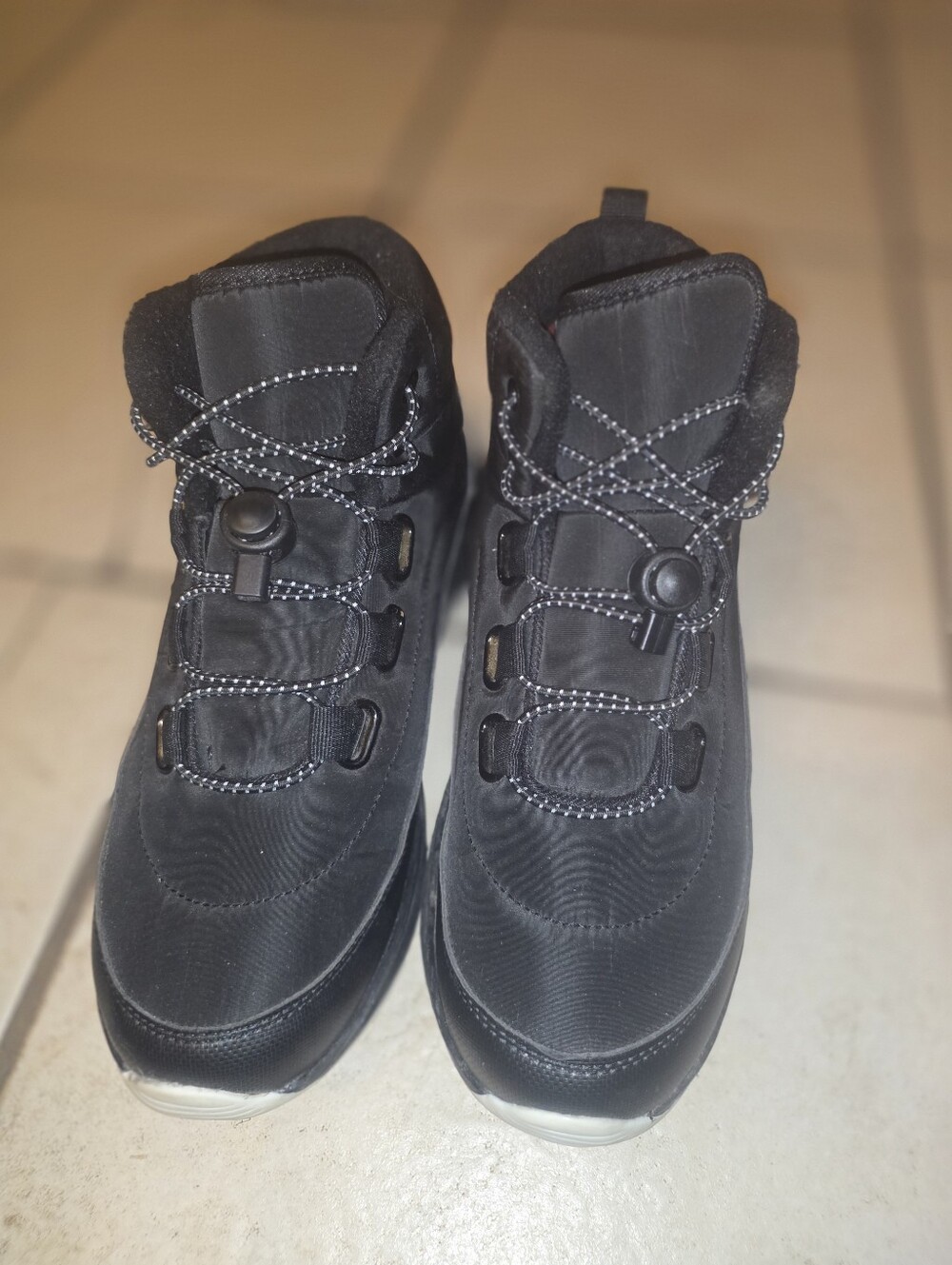 Mens Black Lace Up Winter Boots Size 9 Time And Tru Brand